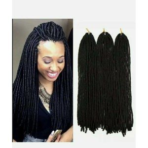 6pack 20'' Black Faux Locs Synthetic Crochet Braid